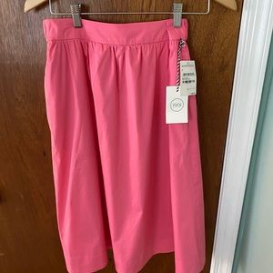 1901 NWT pink A-line pull-on midi skirt with pockets.